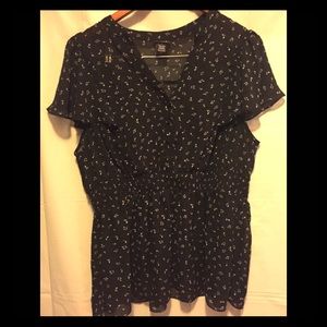 Torrid-Blouse, sheer with elastic waist, & buttons